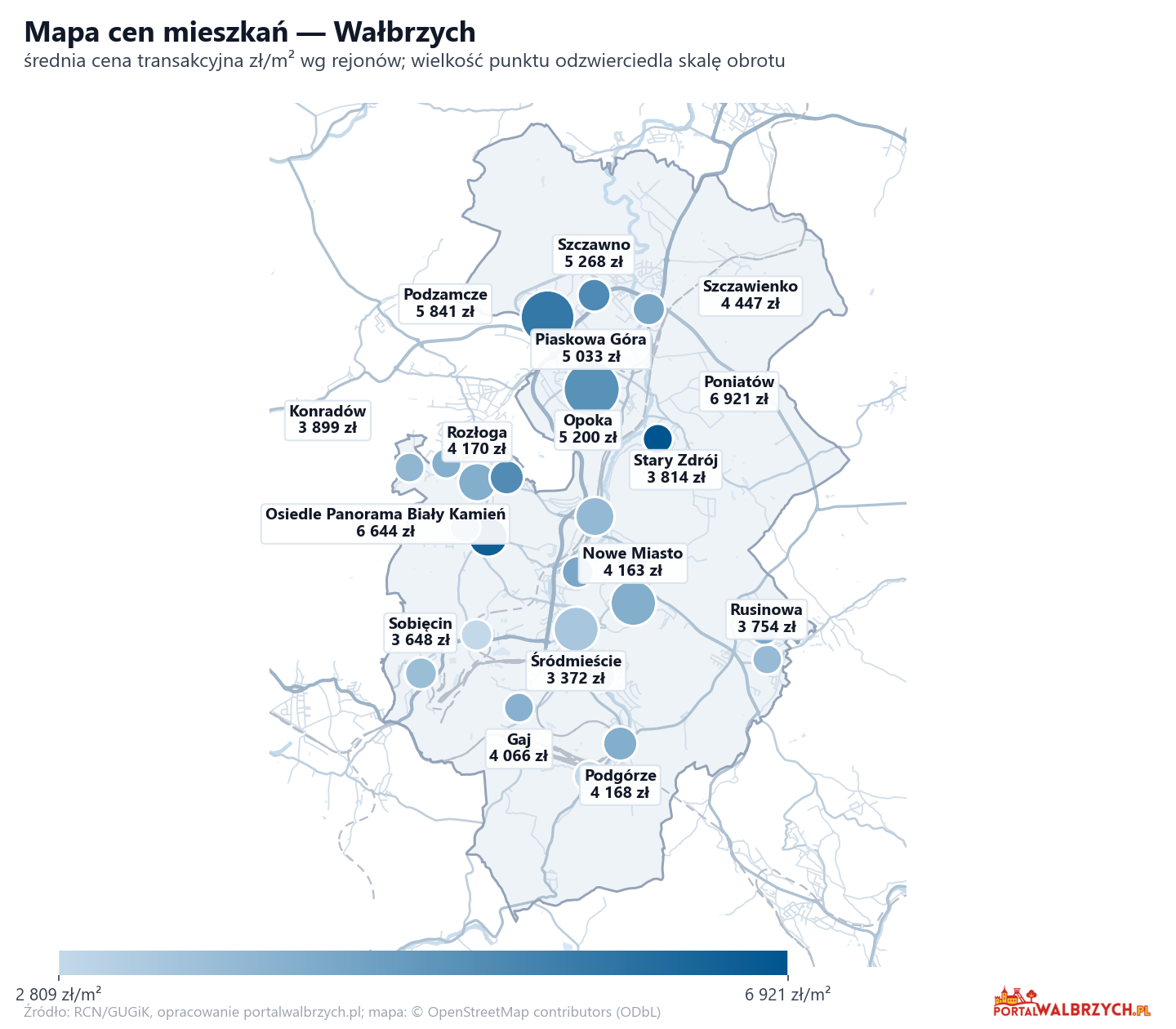 Mapa cen mieszkań - Wałbrzych
