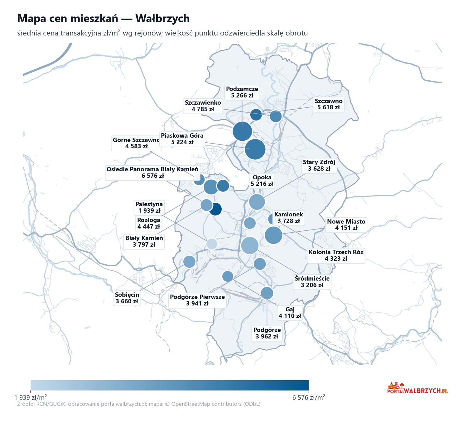 Mapa cen mieszkań - Wałbrzych