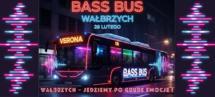 Grafika promocyjna wydarzenia BASS BUS nadjeżdża — Wałbrzych, 28 lutego 2026