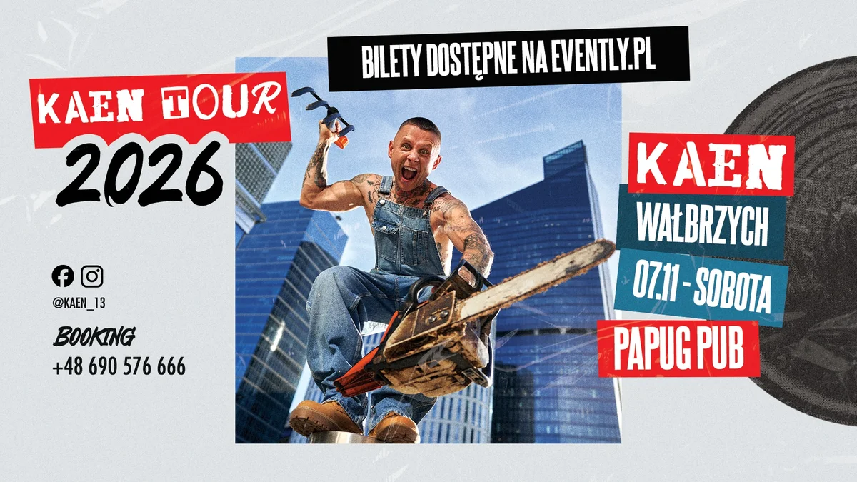Grafika promocyjna wydarzenia KAEN w Wałbrzychu: koncert w Papug Pub