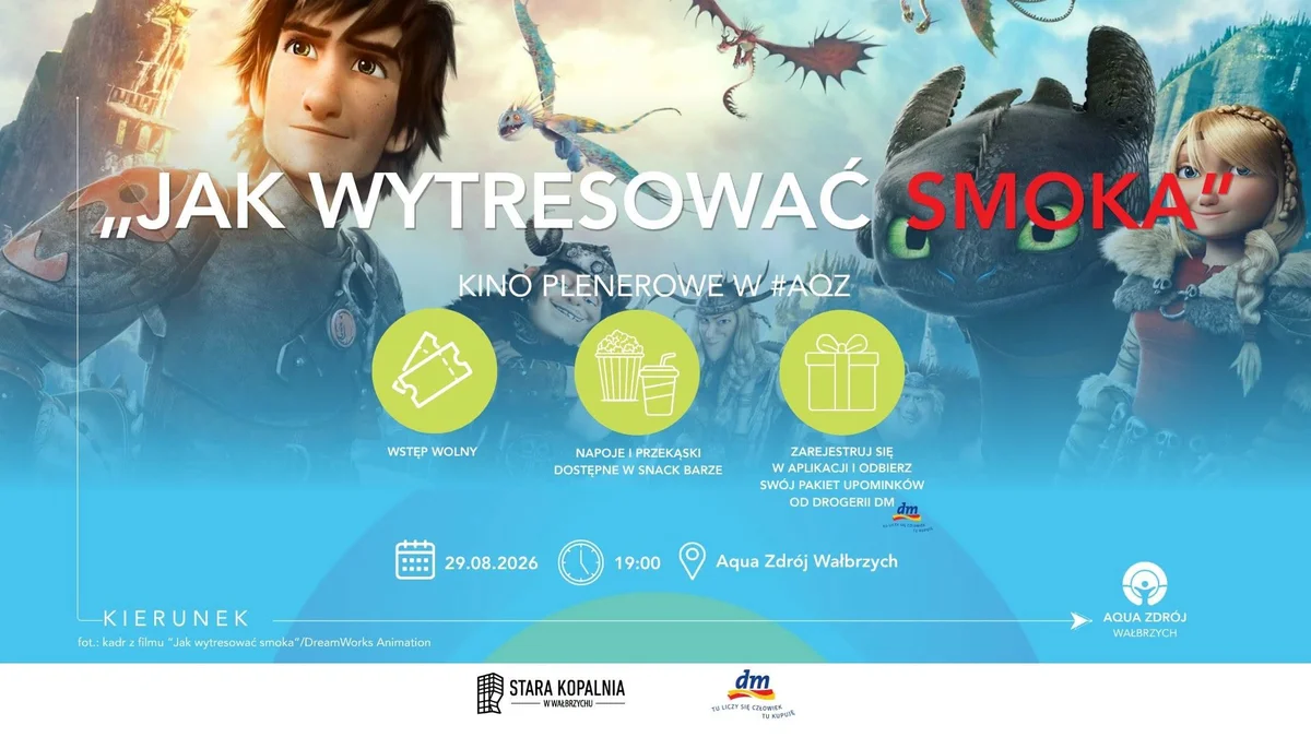 Grafika promocyjna wydarzenia Kino Plenerowe w Aqua Zdroju: seans pod gwiazdami