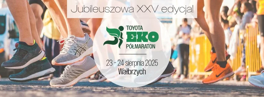 Grafika promocyjna wydarzenia Półmaraton i biegi towarzyszące w Wałbrzychu
