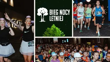 Grafika promocyjna wydarzenia 2. Bieg Nocy Letniej w Wałbrzychu — nocny bieg i Bieg Świetlika dla dzieci