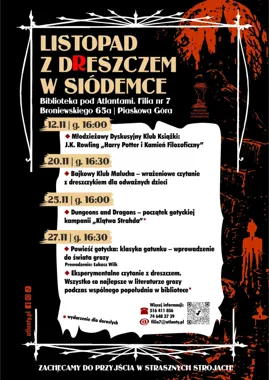 Grafika promocyjna wydarzenia Listopad z d(r)eszczem w Filii nr 7