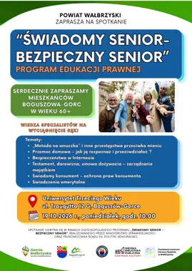 Grafika promocyjna wydarzenia Świadomy senior – bezpieczny senior