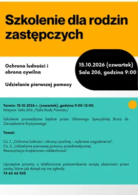 Grafika promocyjna wydarzenia Szkolenie z zakresu bezpieczeństwa dla rodzin zastępczych