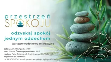 Grafika promocyjna wydarzenia Warsztaty oddechowo-relaksacyjne w Wałbrzychu