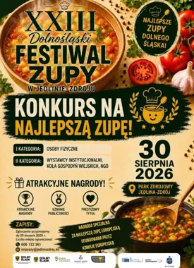 Grafika promocyjna wydarzenia XXIII Dolnośląski Festiwal Zupy – konkurs na najlepszą zupę