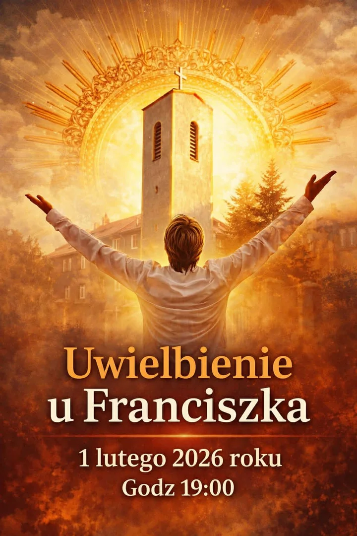 Grafika promocyjna wydarzenia Uwielbienie u Franciszka — wspólna Modlitwa Uwielbienia w Wałbrzychu