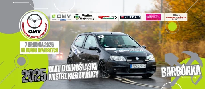 Grafika promocyjna wydarzenia VII Runda OMV Dolnośląski Mistrz Kierownicy 2025 – Barbórka w Wałbrzychu