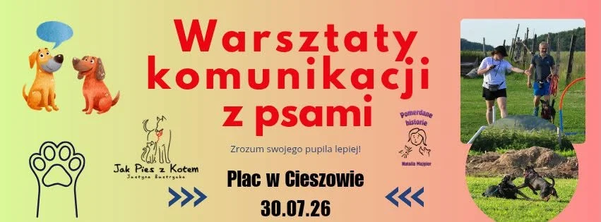 Grafika promocyjna wydarzenia Warsztaty Psiej komunikacji – Cieszów 2026