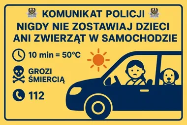 Dziecko w rozgrzanym aucie może umrzeć w kilka minut - policja ostrzega
