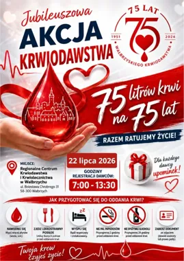 Jubileuszowa zbiórka krwi w Wałbrzychu. Potrzeba około 170 dawców